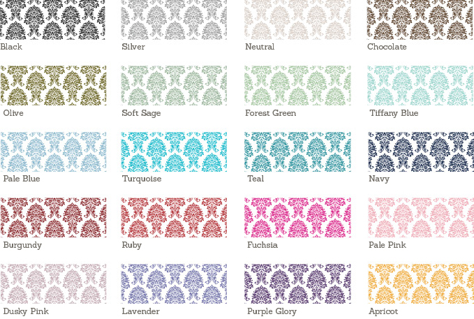 Damask Wedding Stationery Sample Colours Damask sample colours
