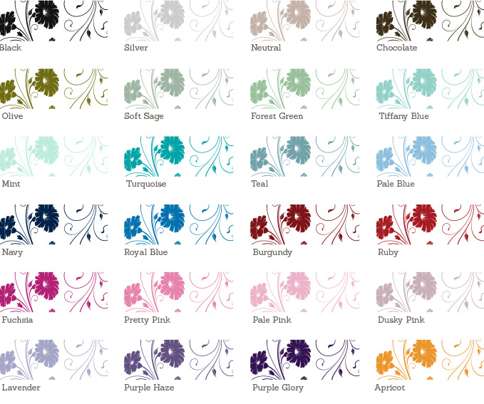 Romance Wedding Stationery Sample Colours Romance Sample Colours