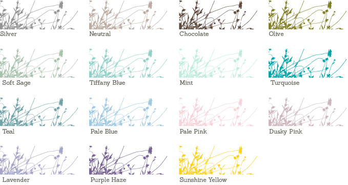 Summer Breeze Wedding Stationery Sample Colours Summer Breeze Sample Colours