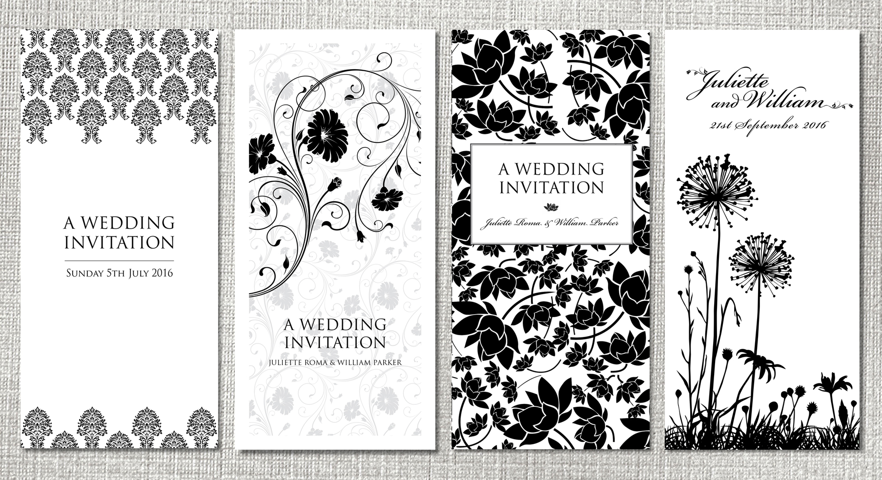 black and white wedding stationery